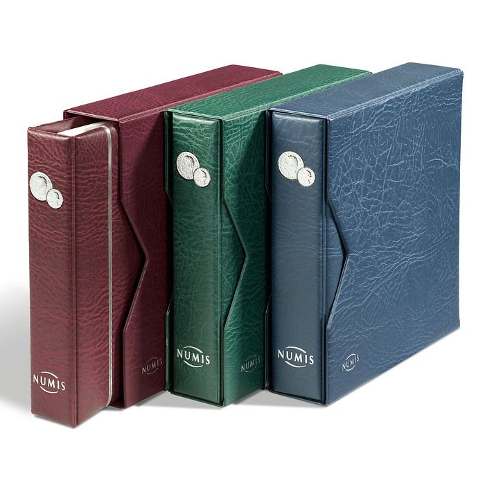 coin album NUMIS, incl. slipcase, with 5 pocket sheets, green
