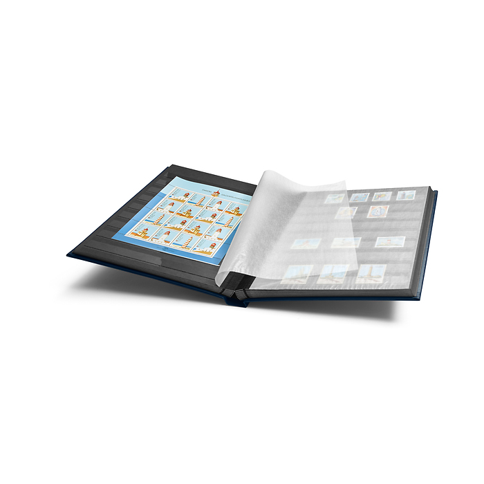 Comfort stockbook, DIN A4, 32  black pages, padded cover, blue