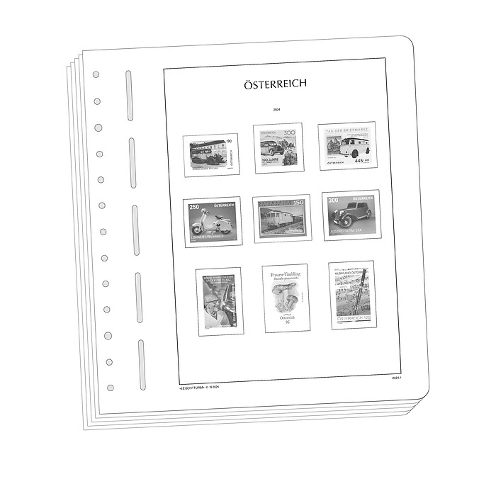 Lighthouse Illustrated album pages with stamp mounts Austria 2010-2014