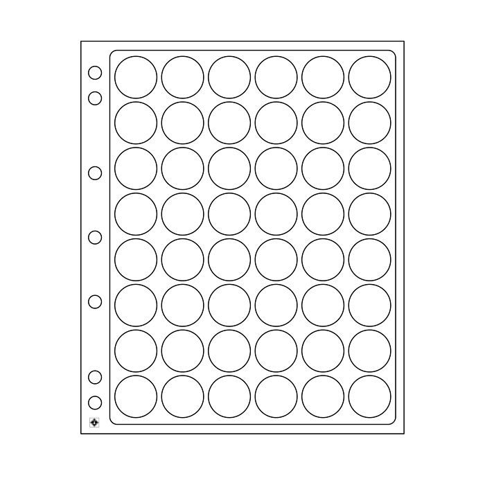 Plastic sheets ENCAP, clear pockets for 48 coins with a diameter between 22 and 23 mm