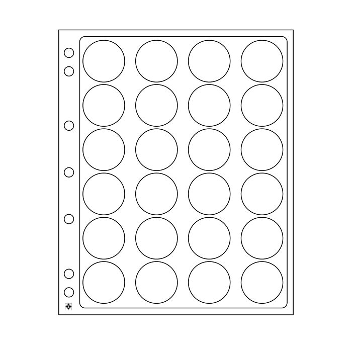 Encap Plastic sheets, clear pockets for 24 coins with a diameter between 34 and 35 mm