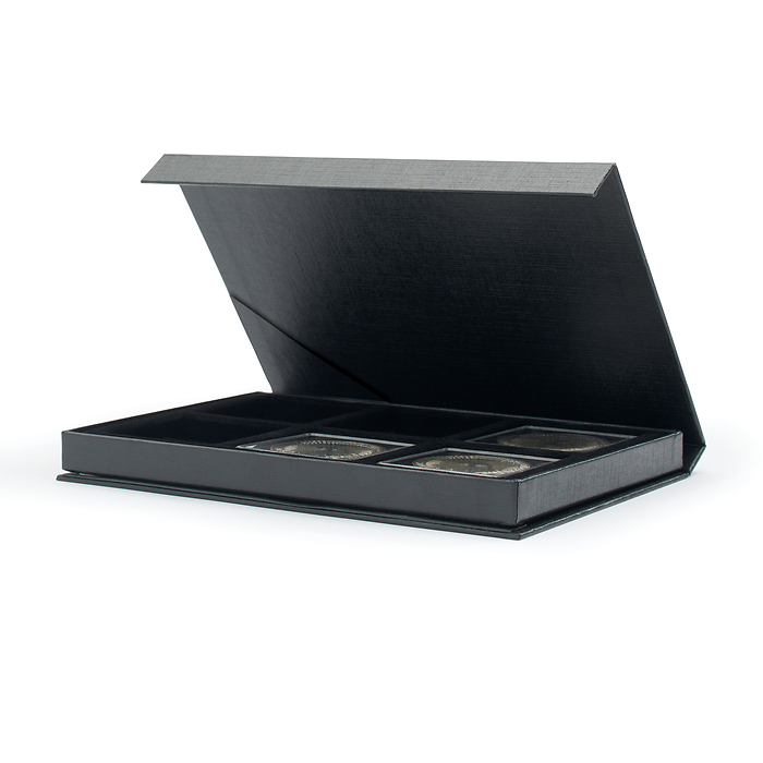 Airbox coin case with stand-up function for 6 Quadrum capsules, black