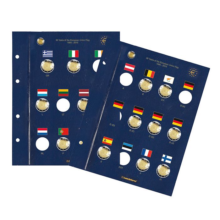 VISTA coin sheets for 23 European 2 euro commemorative coins '30 years of the EU flag'