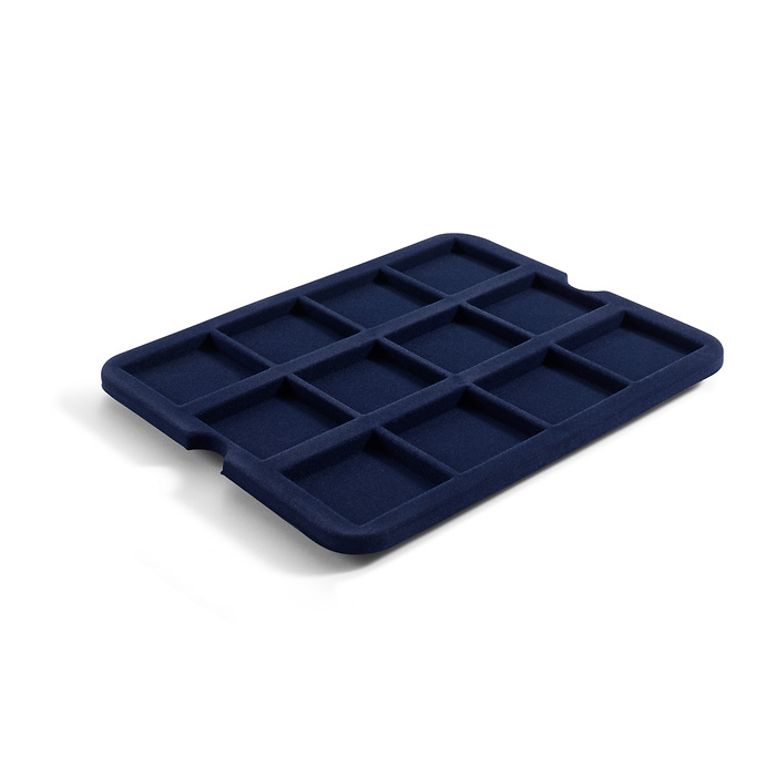 Mazzola tray for 12 Quadrum coin capsules, blue