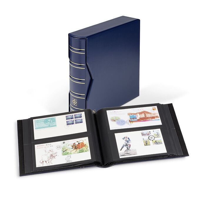 Album for 200 FDCs or letters in DIN long format , incl. slipcase, blue