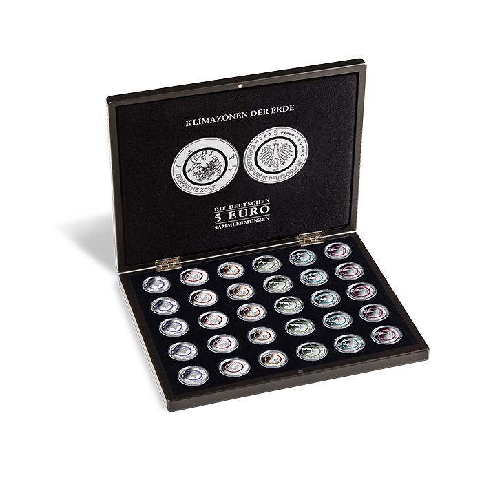 Presentation case for 30 German 5-euro collector coins in capsules, black