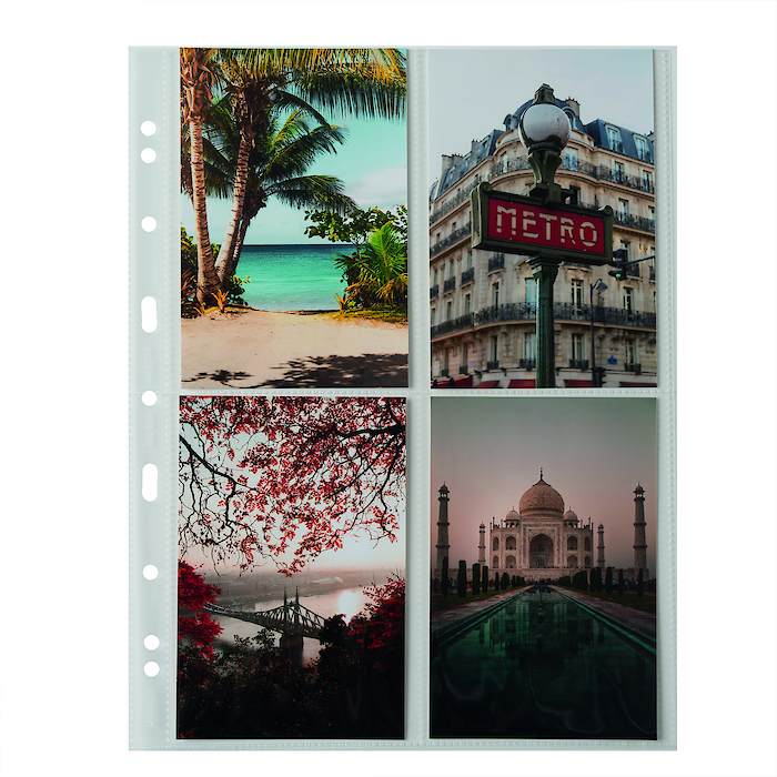 Grande Easy  plastic sheets, 4 pockets for postcards (A6), PP, clear, pack of 50