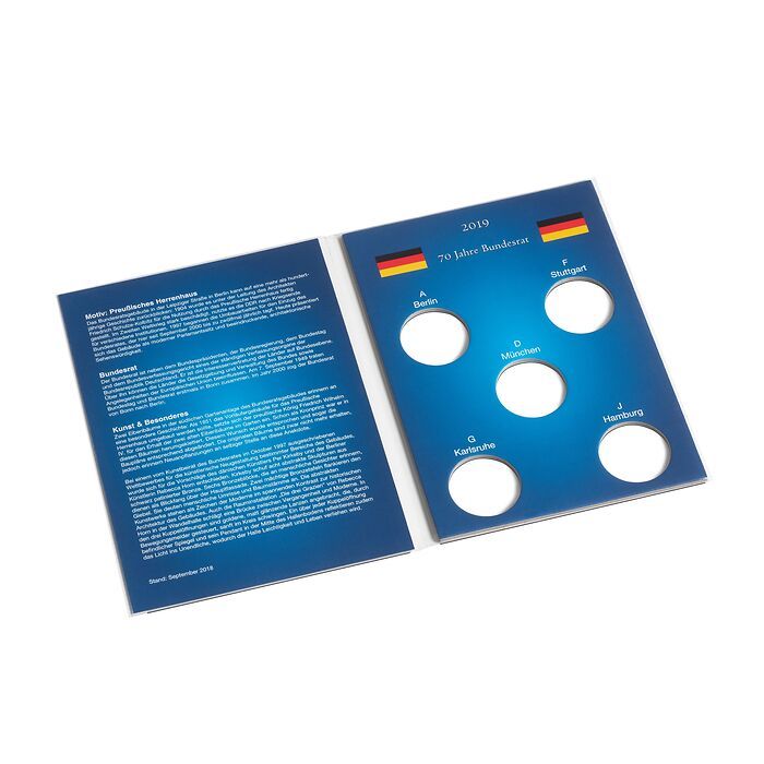 Coin card for 5 German 2-euro  commemorative coins from Federal Council (2019)
