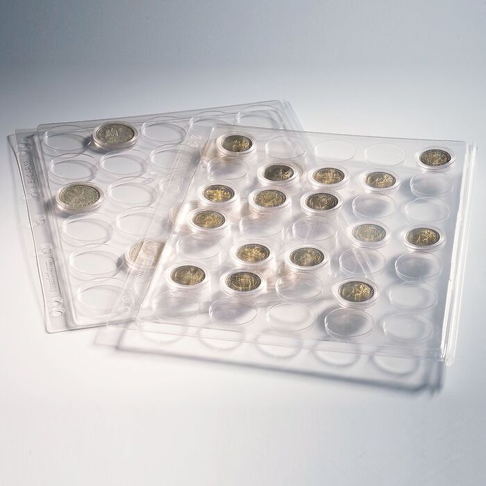 Plastic sheets ENCAP, clear pockets for 15 coins with a diameter between 46 and 47 mm