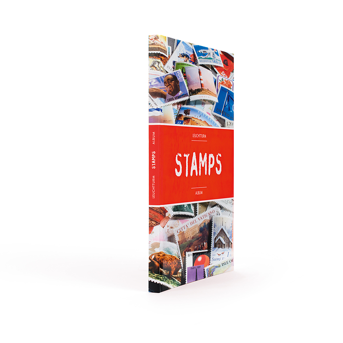 Stamps stockbook A4, 32 black  pages, non-padded, colored cover (red banderole)