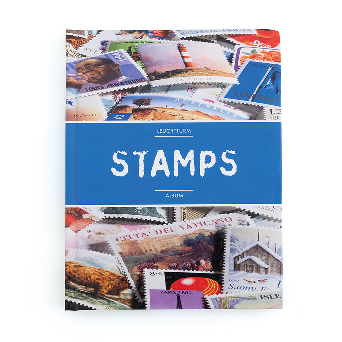 Stockbook STAMPS A5, 16 white pages, non-padded, colored cover (blue banderole)