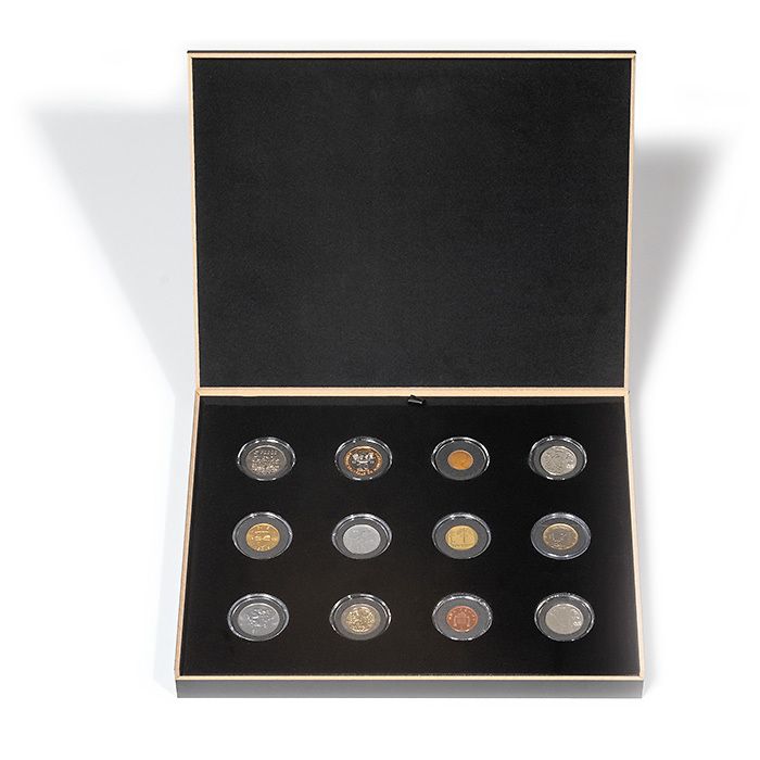 LUXOR coin box for twelve coins in round coin capsules (Inner diameter 33 mm)