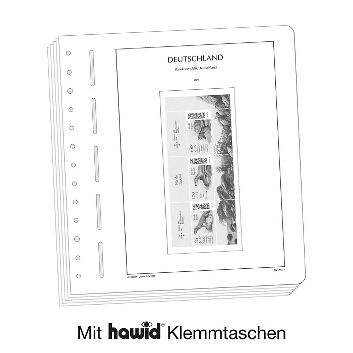 Lighthouse Illustrated album pages with stamp mounts Germany booklet sheets 2018-2024