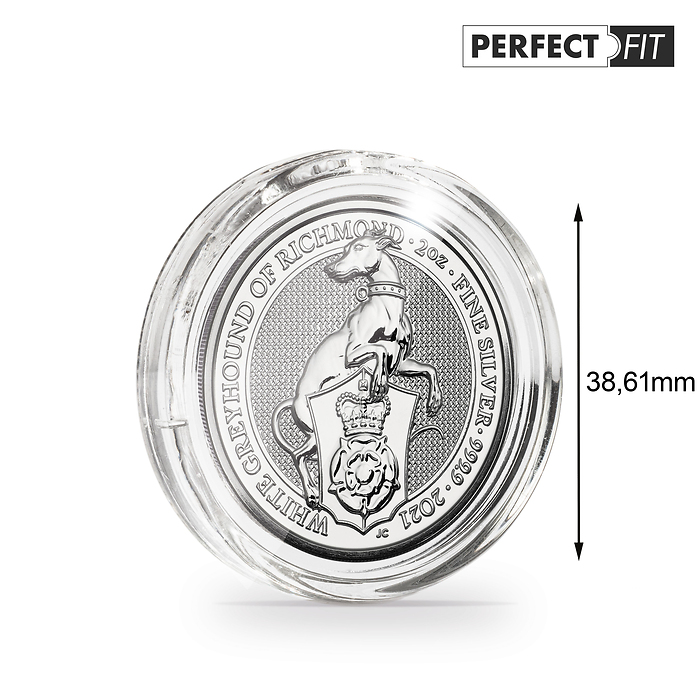 Ultra Perfect Fit coin capsules for 2 oz. Queen's Beasts Silver (38,61 mm), pack of 10