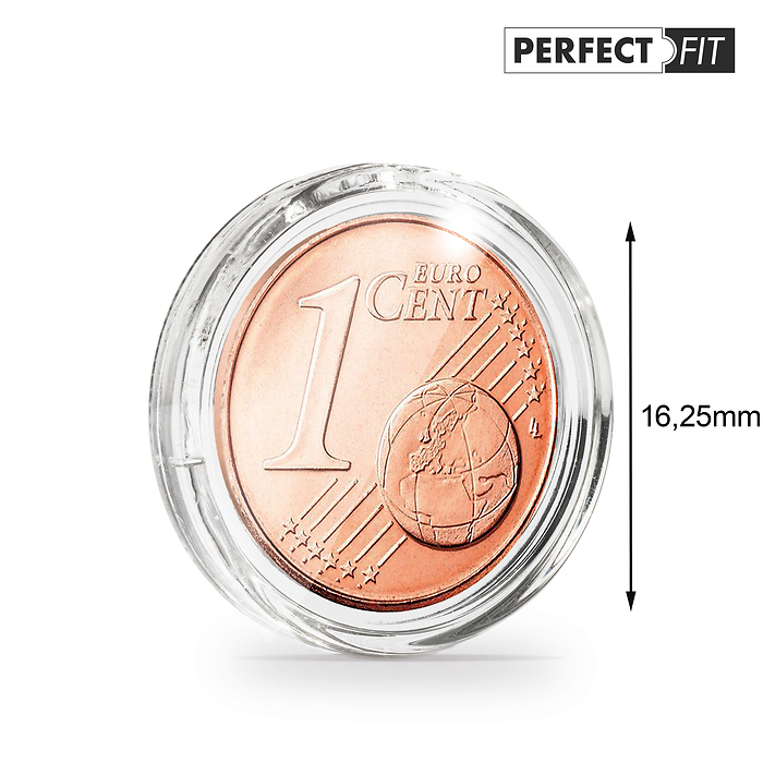 Ultra coin capsules Perfect Fit for 1 Euro-Cent (16,25 mm), pack of 10