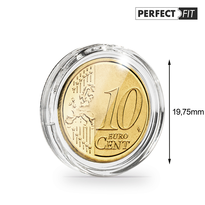 Ultra Perfect Fit coin capsules for 10 Euro-Cent (19,75 mm), pack of 10