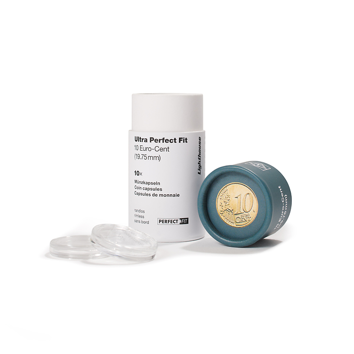 Ultra Perfect Fit coin capsules for 10 Euro-Cent (19,75 mm), pack of 10