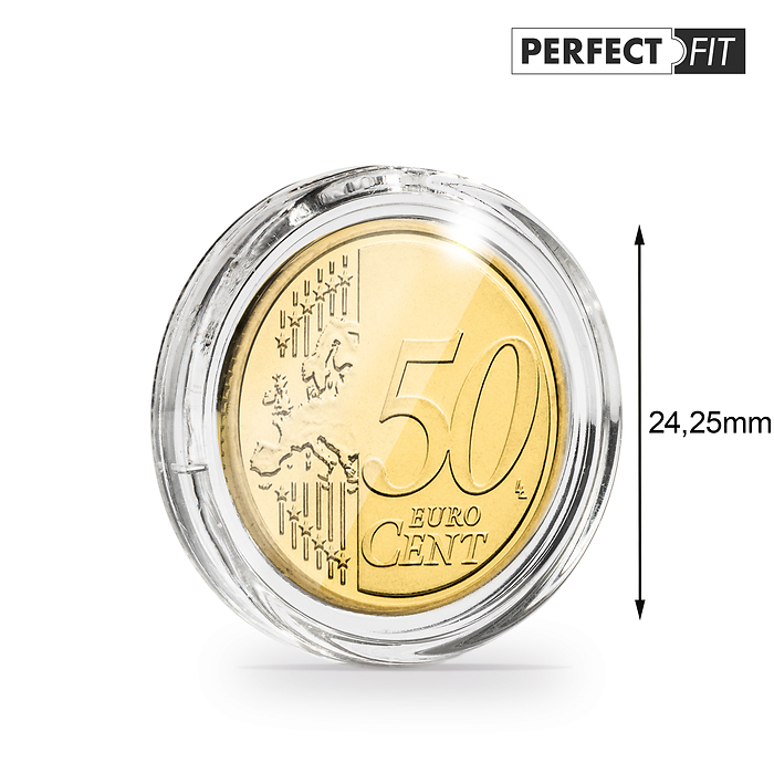 Ultra coin capsules Perfect Fit for 50 Euro-Cent (24,25 mm), pack of 10