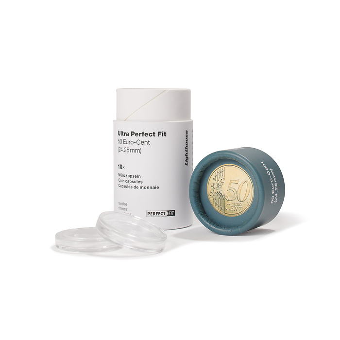 Ultra coin capsules Perfect Fit for 50 Euro-Cent (24,25 mm), pack of 10