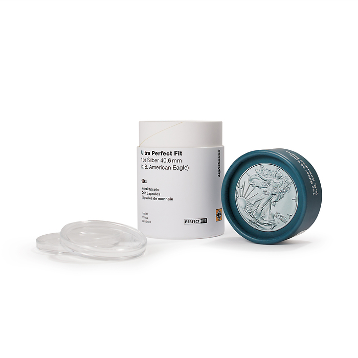 Ultra Perfect Fit coin capsules for 1 oz. American Silver Eagle (40,6 mm), pack of 10