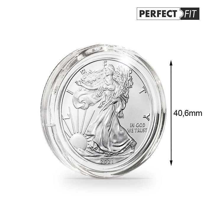 Ultra Perfect Fit coin capsules for 1 oz. Silver 40,6 mm(e.g.American Eagle), pack of 10