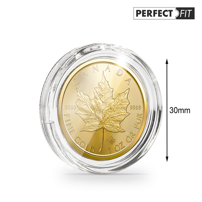 Ultra Perfect Fit coin capsules for 1 oz. Maple Leaf Gold (30,00 mm), pack of 10