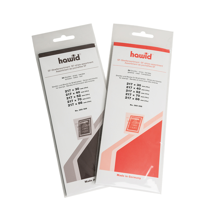hawid assortment, 100 strips 217 x 26-86 mm, clear backing film