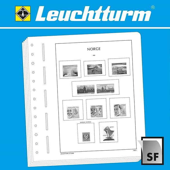 Lighthouse Illustrated album pages with stamp mounts Norway 2020-2025