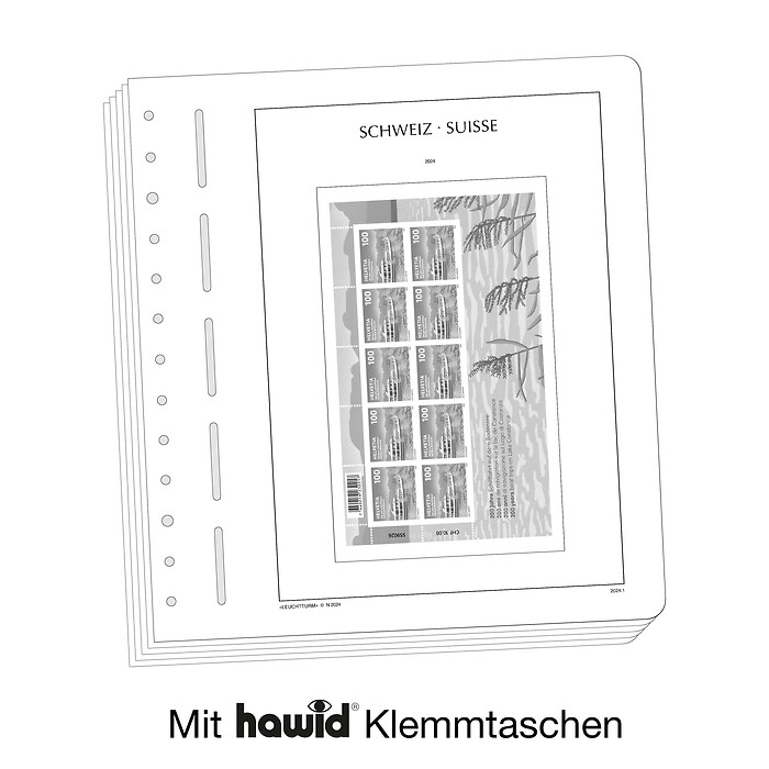 Lighthouse Illustrated album pages with stamp mounts Switzerland Mini sheet, 2020-2024