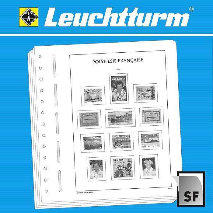 Lighthouse Illustrated album pages with stamp mounts French Polynesia 2020-2025