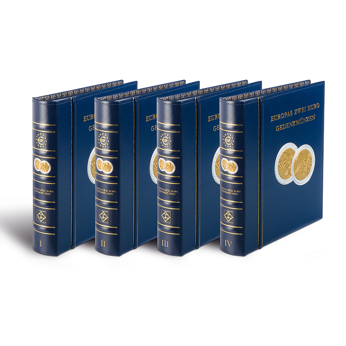 Set of albums „European 2€ commemorative coins“ vol.1+2+3+4+Joint Issues, incl. slipcase
