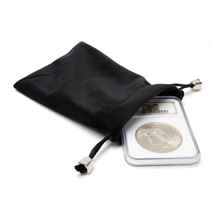 Velour coin pouch L, black