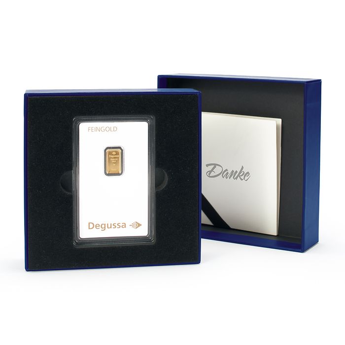 gift box for one gold bar in blister pack “Danke”, classic