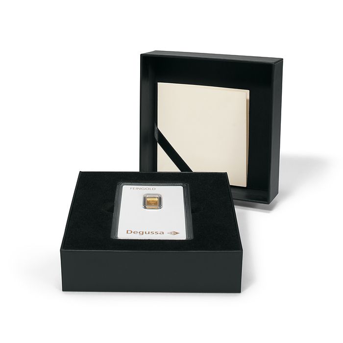gift box for one gold bar in blister packaging, Aurum