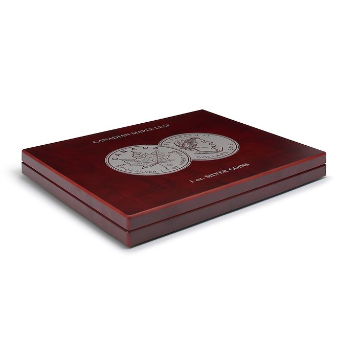 Volterra Uno - presentation case for 20 “Maple Leaf” 1 oz silver in capsules, mahogani