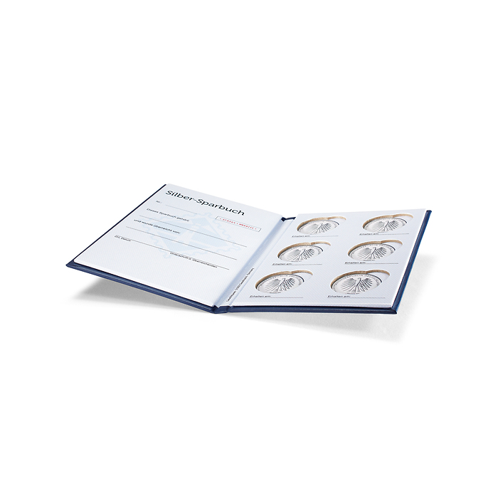 Presso silver savings book for 6 x 20€ comMemorative coins, blue