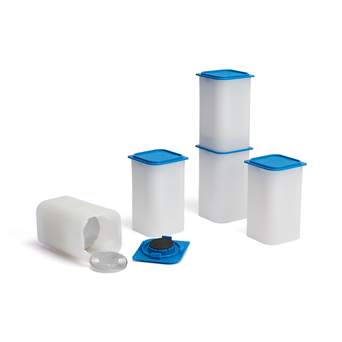 Sqube coin tube for 20 coins with diameters of 40 – 41 mm, stackable, pack of 50