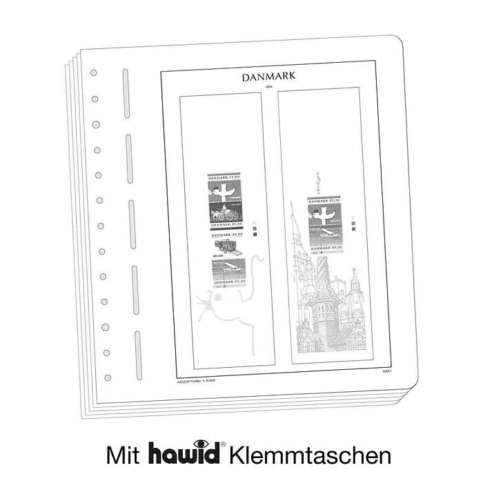 Lighthouse supplement with stamp mounts Denmark Booklet Special sheets 2024