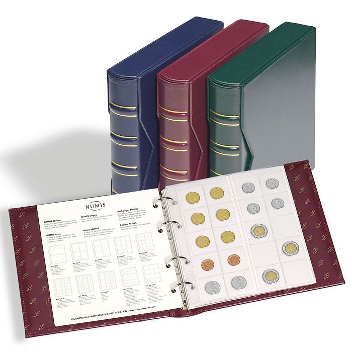Coin album NUMIS, classic design with slipcase incl. 5 different pockets