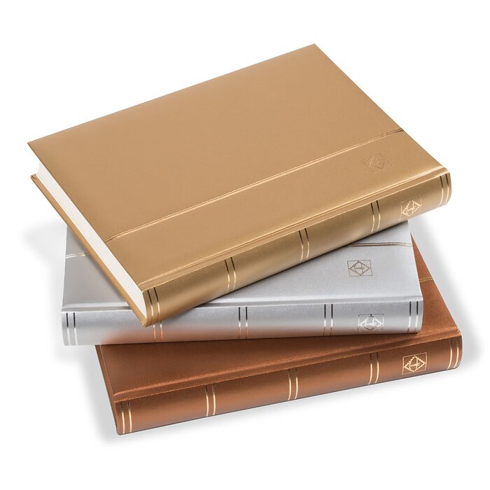 Comfort stockbooks, padded leather cover, Metallic Edition