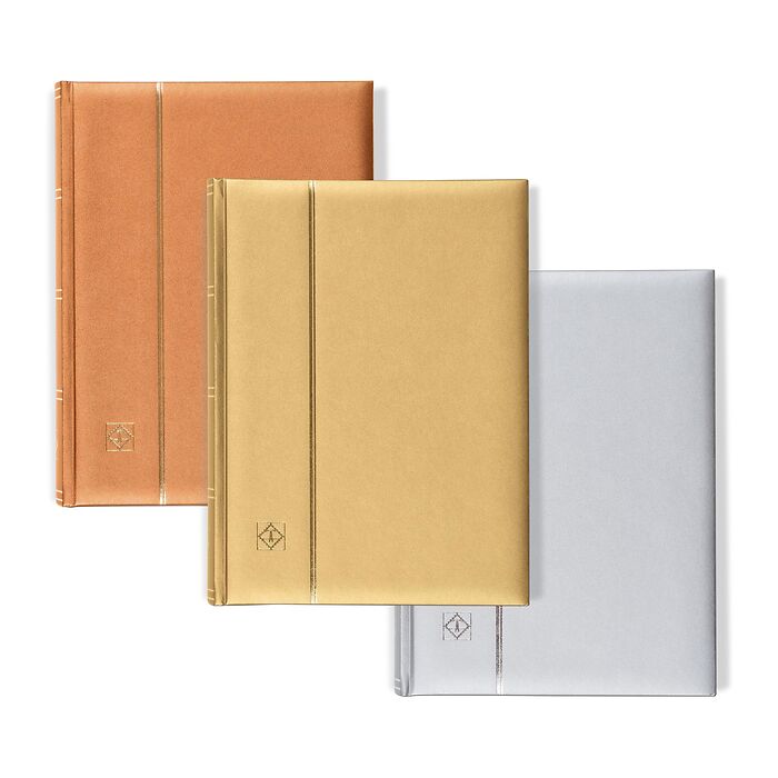 Comfort stockbooks, padded leather cover, Metallic Edition