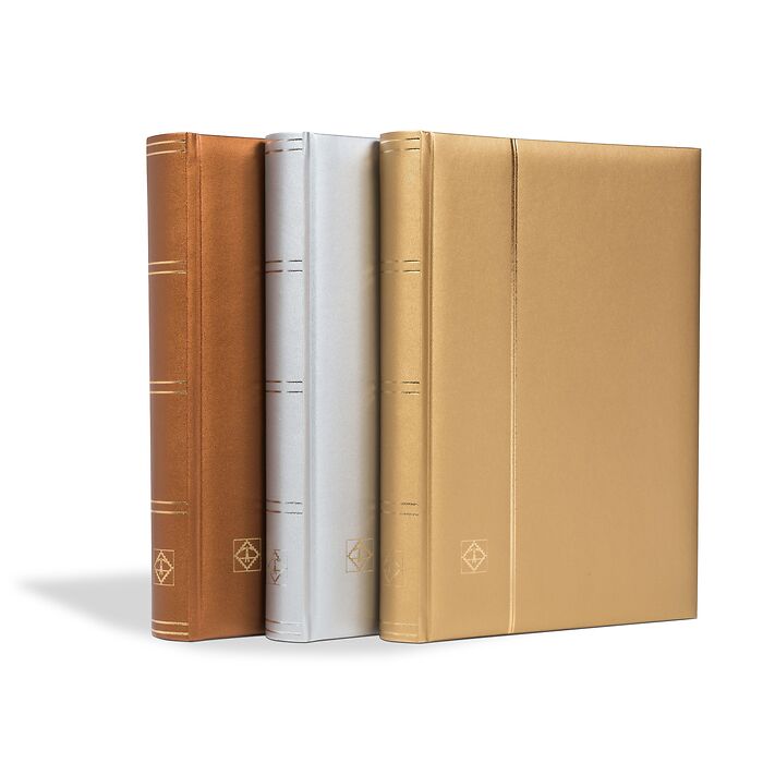 Comfort stockbooks, padded leather cover, Metallic Edition