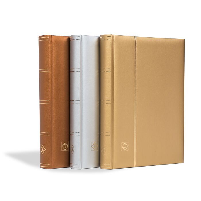 Stockbook COMFORT, Din A4, 64 chamois-colored pages, padded cover, Metallic Edition