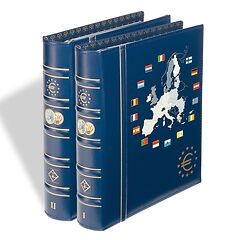 Vista Euro Coin Album volume 1 and volume 2 'Old and New Members',incl. slipcases, blue